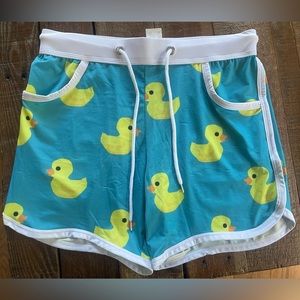 Mens size small JJ Malibu shorts. Mens small rubber ducky shorts/ swim suit